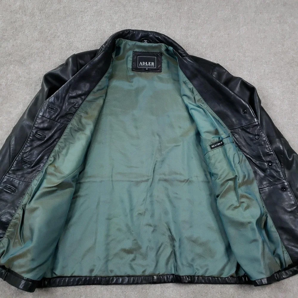 Adler Collection Jacket Womens Medium Black‎ Leather Lambskin Button Car Coat